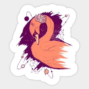 Peach Swan Among The Stars Sticker